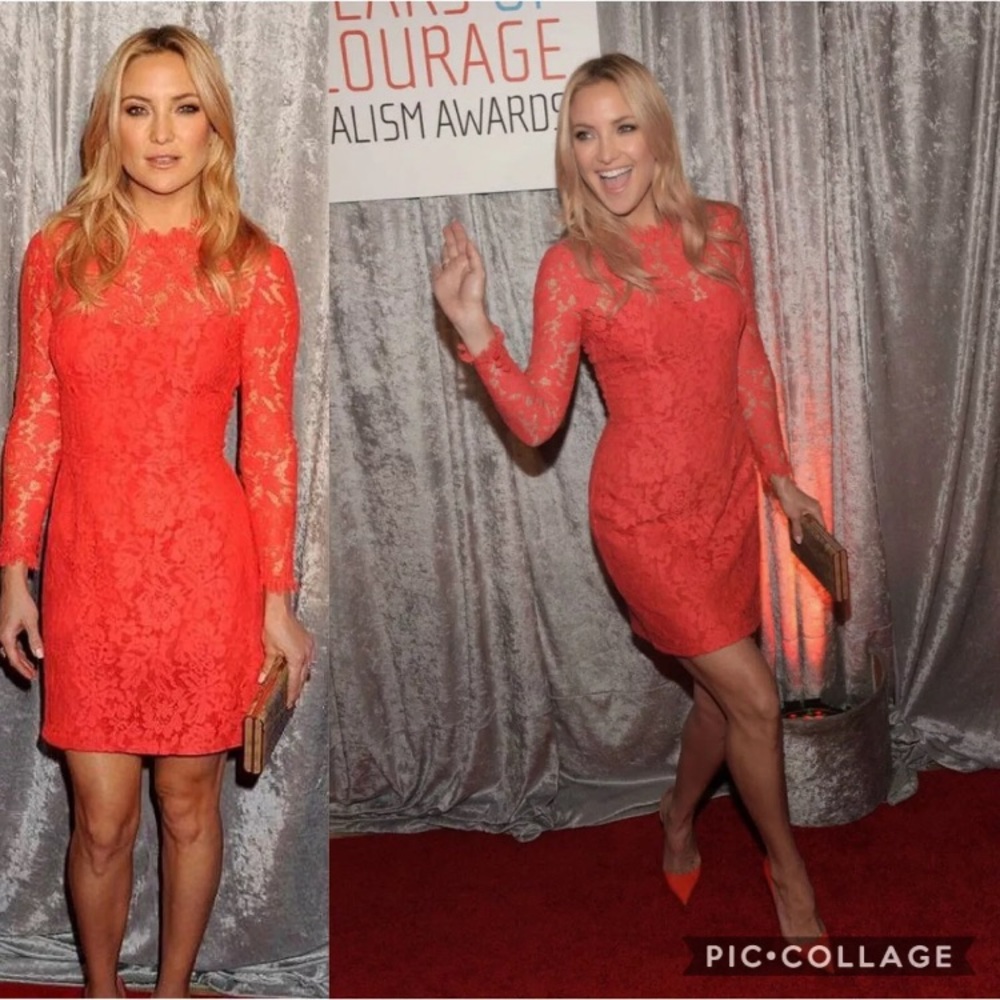 US 6 8/UK 12 Coco Coral Red Lace Dress